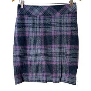 L.L. BEAN lavender purple tartan plaid wool blend pencil‎ skirt